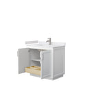 Wyndham Miranda 36" Single Bathroom Vanity In White White Cultured Marble Countertop Undermount Square Sink Brushed Nickel Trims and No Mirror WCF292936SWHWCUNSMXX