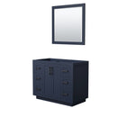 Wyndham Miranda 42" Single Bathroom Vanity In Dark Blue No Countertop No Sink Black Trims And 34" Mirror WCF292942SBBCXSXXM34