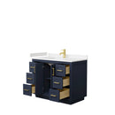 Wyndham Miranda 42" Single Bathroom Vanity In Dark Blue Light-Vein Carrara Cultured Marble Countertop Undermount Square Sink Brushed Gold Trims and No Mirro WCF292942SBLC2UNSMXX