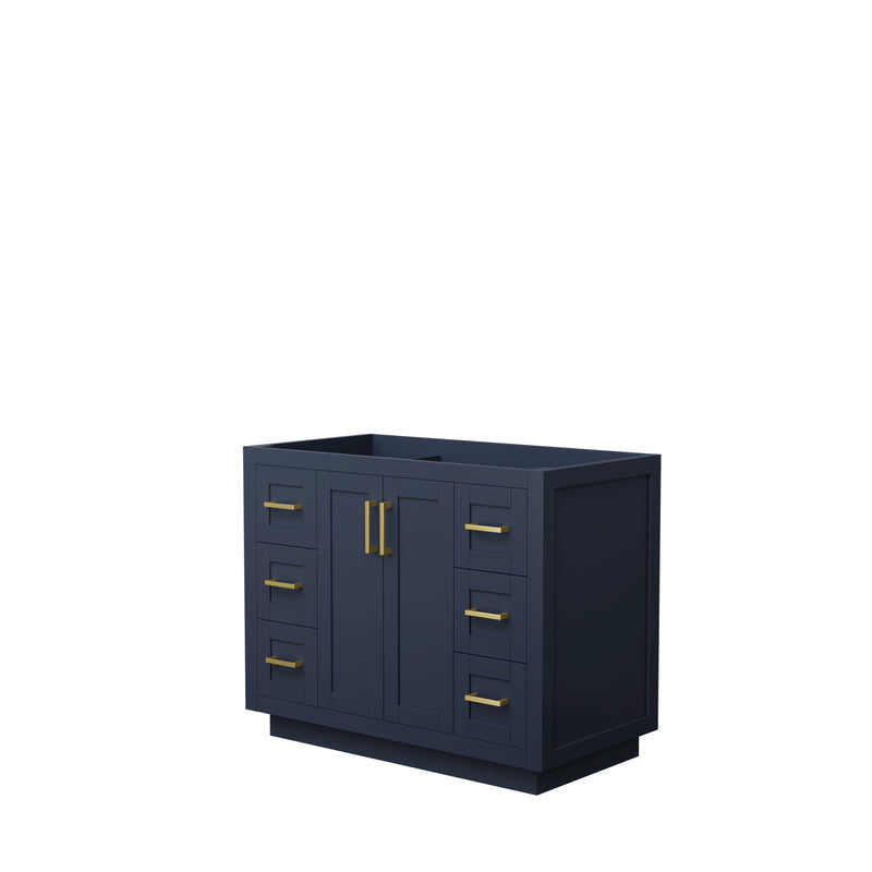 Wyndham Miranda 42" Single Bathroom Vanity In Dark Blue No Countertop No Sink Brushed Gold Trims And No Mirror WCF292942SBLCXSXXMXX