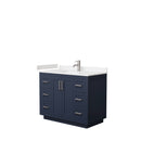 Wyndham Miranda 42" Single Bathroom Vanity In Dark Blue Light-Vein Carrara Cultured Marble Countertop Undermount Square Sink Brushed Nickel Trims And No Mir WCF292942SBNC2UNSMXX