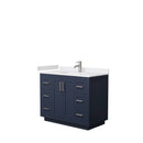 Wyndham Miranda 42" Single Bathroom Vanity In Dark Blue White Cultured Marble Countertop Undermount Square Sink Brushed Nickel Trims And No Mirror WCF292942SBNWCUNSMXX