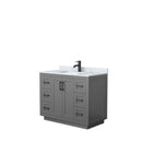 Wyndham Miranda 42" Single Bathroom Vanity In Dark Gray White Carrara Marble Countertop Undermount Square Sink Black Trims And No Mirror WCF292942SGBCMUNSMXX