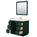 Wyndham Miranda 42" Single Bathroom Vanity In Green White Cultured Marble Countertop Undermount Square Sink Brushed Gold Trim 34" Mirror WCF292942SGDWCUNSM34