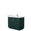 Wyndham Miranda 42" Single Bathroom Vanity In Green Light-Vein Carrara Cultured Marble Countertop Undermount Square Sink Brushed Nickel Trim WCF292942SGEC2UNSMXX