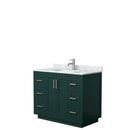 Wyndham Miranda 42" Single Bathroom Vanity In Green White Carrara Marble Countertop Undermount Square Sink Brushed Nickel Trim WCF292942SGECMUNSMXX