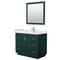 Wyndham Miranda 42" Single Bathroom Vanity In Green White Cultured Marble Countertop Undermount Square Sink Brushed Nickel Trim 34" Mirror WCF292942SGEWCUNSM34