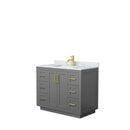 Wyndham Miranda 42" Single Bathroom Vanity In Dark Gray White Carrara Marble Countertop Undermount Square Sink Brushed Gold Trims And No Mirror WCF292942SGGCMUNSMXX