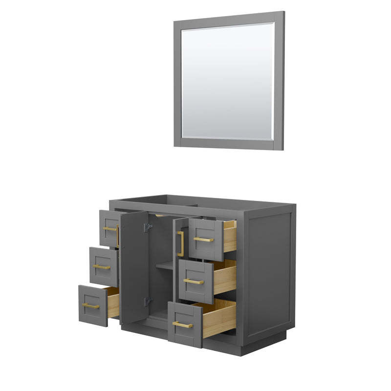 Wyndham Miranda 42" Single Bathroom Vanity In Dark Gray No Countertop No Sink Brushed Gold Trims and 34" Mirror WCF292942SGGCXSXXM34