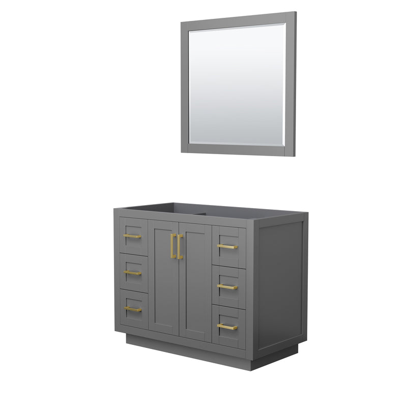 Wyndham Miranda 42" Single Bathroom Vanity In Dark Gray No Countertop No Sink Brushed Gold Trims And 34" Mirror WCF292942SGGCXSXXM34