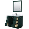 Wyndham Miranda 42" Single Bathroom Vanity In Green White Carrara Marble Countertop Undermount Square Sink Matte Black Trim 34" Mirror WCF292942SGKCMUNSM34