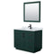 Wyndham Miranda 42" Single Bathroom Vanity In Green White Carrara Marble Countertop Undermount Square Sink Matte Black Trim 34" Mirror WCF292942SGKCMUNSM34