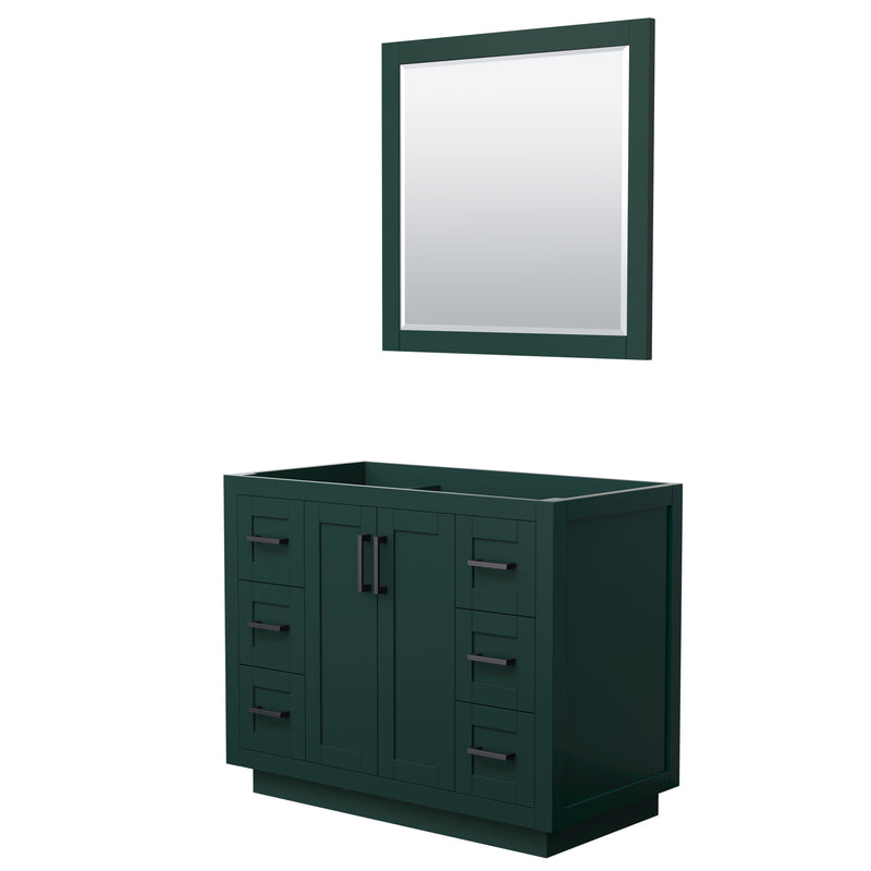 Wyndham Miranda 42" Single Bathroom Vanity In Green No Countertop No Sink Matte Black Trim 34" Mirror WCF292942SGKCXSXXM34