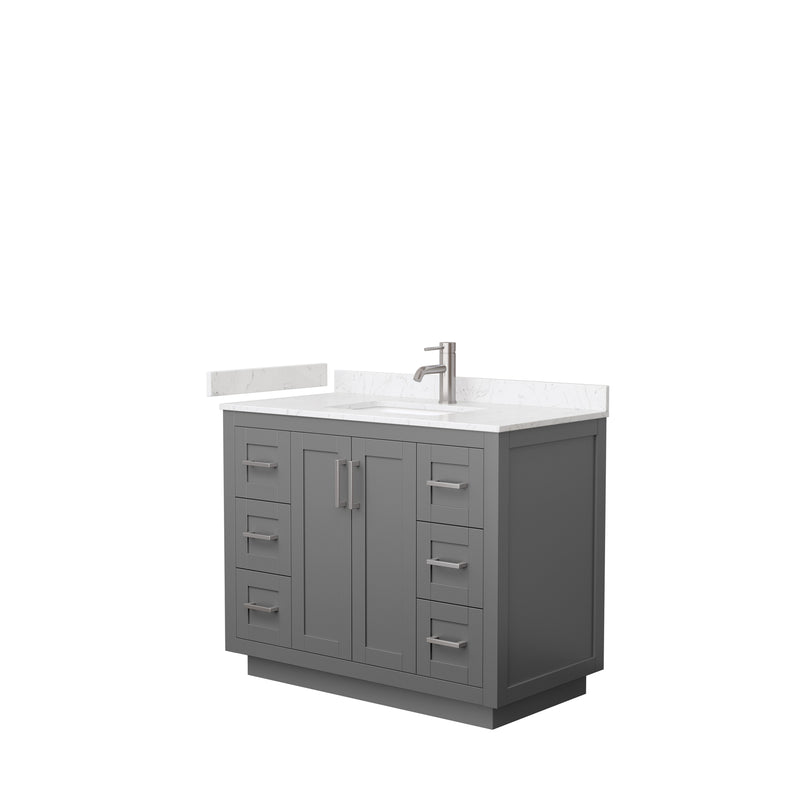 Wyndham Miranda 42" Single Bathroom Vanity In Dark Gray Light-Vein Carrara Cultured Marble Countertop Undermount Square Sink Brushed Nickel Trims And No Mir WCF292942SKGC2UNSMXX