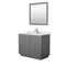 Wyndham Miranda 42" Single Bathroom Vanity In Dark Gray White Carrara Marble Countertop Undermount Square Sink Brushed Nickel Trims And 34" Mirror WCF292942SKGCMUNSM34