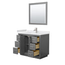 Wyndham Miranda 42" Single Bathroom Vanity In Dark Gray White Cultured Marble Countertop Undermount Square Sink Brushed Nickel Trims and 34" Mirror WCF292942SKGWCUNSM34