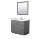 Wyndham Miranda 42" Single Bathroom Vanity In Dark Gray White Cultured Marble Countertop Undermount Square Sink Brushed Nickel Trims And 34" Mirror WCF292942SKGWCUNSM34