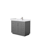 Wyndham Miranda 42" Single Bathroom Vanity In Dark Gray White Cultured Marble Countertop Undermount Square Sink Brushed Nickel Trims And No Mirror WCF292942SKGWCUNSMXX