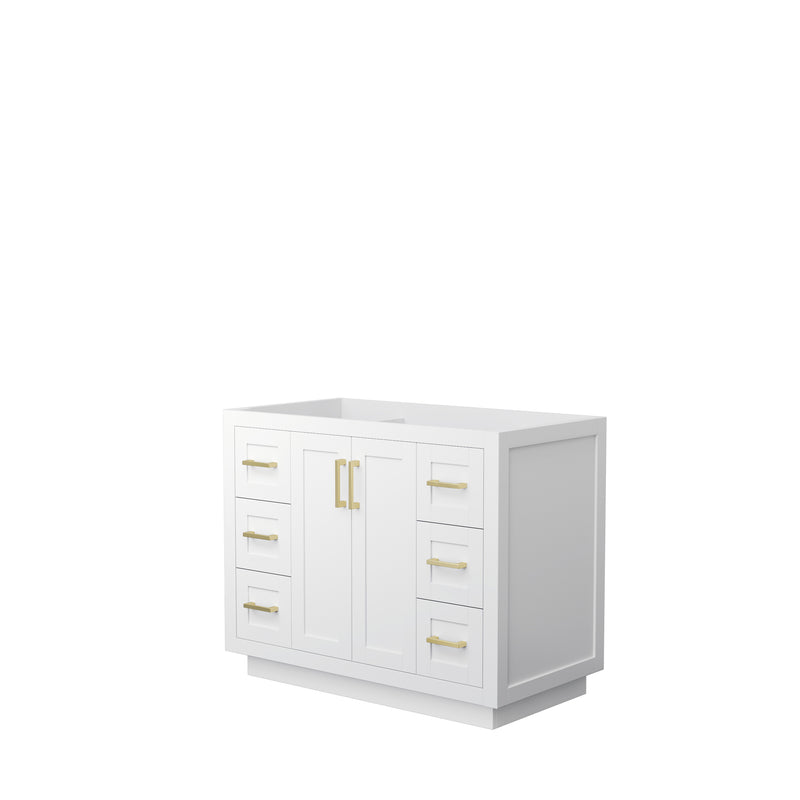 Wyndham Miranda 42" Single Bathroom Vanity In White No Countertop No Sink Brushed Gold Trims And No Mirror WCF292942SWGCXSXXMXX