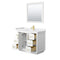 Wyndham Miranda 42" Single Bathroom Vanity In White White Cultured Marble Countertop Undermount Square Sink Brushed Gold Trims and 34" Mirror WCF292942SWGWCUNSM34