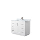 Wyndham Miranda 42" Single Bathroom Vanity In White White Carrara Marble Countertop Undermount Square Sink Brushed Nickel Trims And No Mirror WCF292942SWHCMUNSMXX