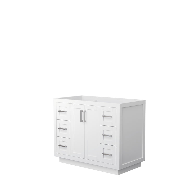 Wyndham Miranda 42" Single Bathroom Vanity In White No Countertop No Sink Brushed Nickel Trims And No Mirror WCF292942SWHCXSXXMXX