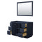 Wyndham Miranda 48" Single Bathroom Vanity In Dark Blue No Countertop No Sink Black Trims and 46" Mirror WCF292948SBBCXSXXM46