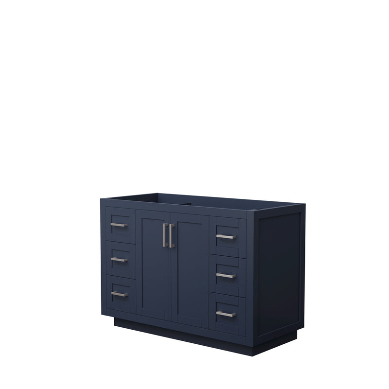 Wyndham Miranda 48" Single Bathroom Vanity In Dark Blue No Countertop No Sink Brushed Nickel Trims And No Mirror WCF292948SBNCXSXXMXX