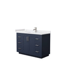 Wyndham Miranda 48" Single Bathroom Vanity In Dark Blue White Cultured Marble Countertop Undermount Square Sink Brushed Nickel Trims And No Mirror WCF292948SBNWCUNSMXX