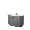 Wyndham Miranda 48" Single Bathroom Vanity In Dark Gray Light-Vein Carrara Cultured Marble Countertop Undermount Square Sink Black Trims And No Mirror WCF292948SGBC2UNSMXX