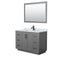 Wyndham Miranda 48" Single Bathroom Vanity In Dark Gray White Carrara Marble Countertop Undermount Square Sink Black Trims And 46" Mirror WCF292948SGBCMUNSM46