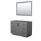 Wyndham Miranda 48" Single Bathroom Vanity In Dark Gray No Countertop No Sink Black Trims And 46" Mirror WCF292948SGBCXSXXM46