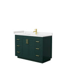 Wyndham Miranda 48" Single Bathroom Vanity In Green Light-Vein Carrara Cultured Marble Countertop Undermount Square Sink Brushed Gold Trim WCF292948SGDC2UNSMXX