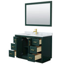 Wyndham Miranda 48" Single Bathroom Vanity In Green White Carrara Marble Countertop Undermount Square Sink Brushed Gold Trim 46" Mirror WCF292948SGDCMUNSM46