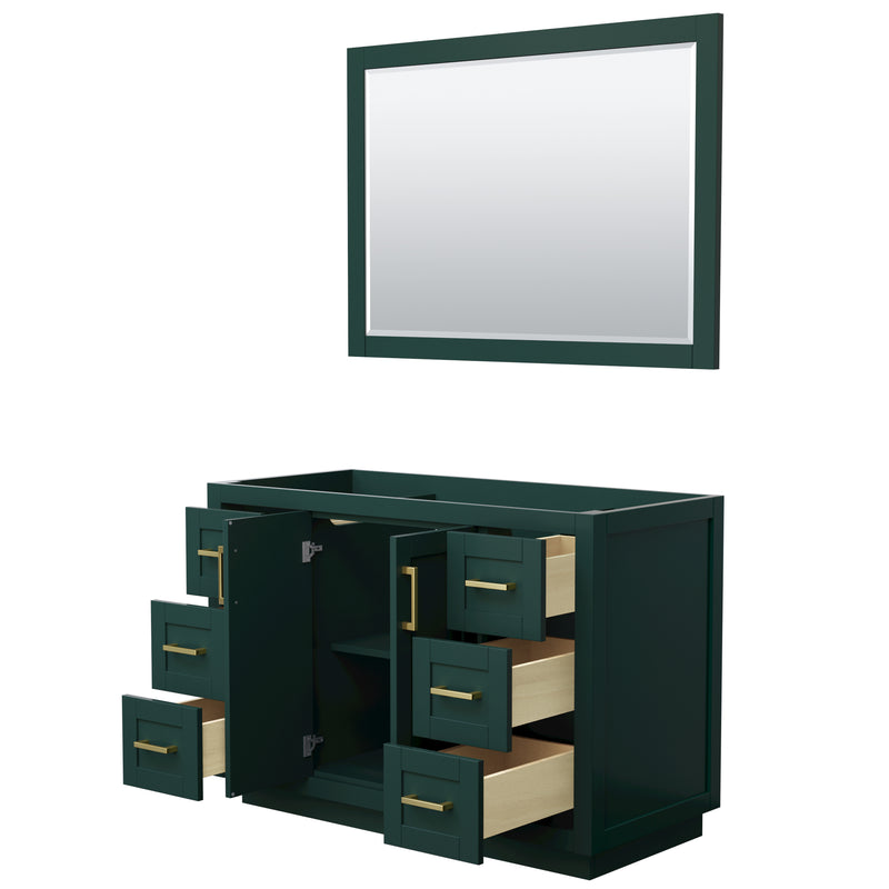 Wyndham Miranda 48" Single Bathroom Vanity In Green No Countertop No Sink Brushed Gold Trim 46" Mirror WCF292948SGDCXSXXM46