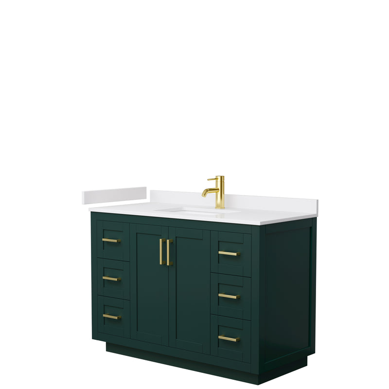 Wyndham Miranda 48" Single Bathroom Vanity In Green White Cultured Marble Countertop Undermount Square Sink Brushed Gold Trim WCF292948SGDWCUNSMXX