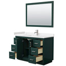 Wyndham Miranda 48" Single Bathroom Vanity In Green Light-Vein Carrara Cultured Marble Countertop Undermount Square Sink Brushed Nickel Trim 46" Mirror WCF292948SGEC2UNSM46