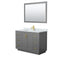 Wyndham Miranda 48" Single Bathroom Vanity In Dark Gray White Carrara Marble Countertop Undermount Square Sink Brushed Gold Trims And 46" Mirror WCF292948SGGCMUNSM46