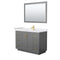 Wyndham Miranda 48" Single Bathroom Vanity In Dark Gray White Cultured Marble Countertop Undermount Square Sink Brushed Gold Trims And 46" Mirror WCF292948SGGWCUNSM46