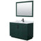 Wyndham Miranda 48" Single Bathroom Vanity In Green White Carrara Marble Countertop Undermount Square Sink Matte Black Trim 46" Mirror WCF292948SGKCMUNSM46