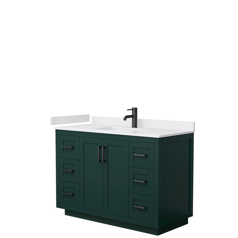 Wyndham Miranda 48" Single Bathroom Vanity In Green White Cultured Marble Countertop Undermount Square Sink Matte Black Trim WCF292948SGKWCUNSMXX