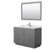 Wyndham Miranda 48" Single Bathroom Vanity In Dark Gray White Carrara Marble Countertop Undermount Square Sink Brushed Nickel Trims And 46" Mirror WCF292948SKGCMUNSM46