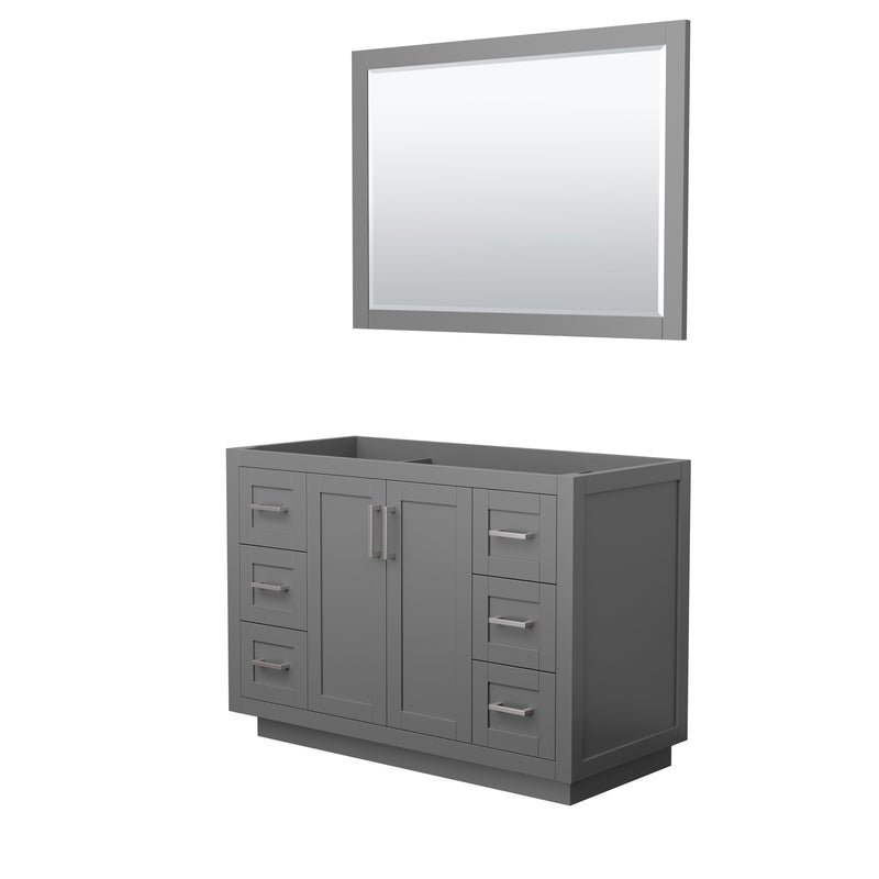 Wyndham Miranda 48" Single Bathroom Vanity In Dark Gray No Countertop No Sink Brushed Nickel Trims And 46" Mirror WCF292948SKGCXSXXM46