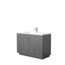 Wyndham Miranda 48" Single Bathroom Vanity In Dark Gray Matte White Solid Surface In 1.25" Thickness Integrated Sink Brushed Nickel Trims And No Mirror WCF292948SKGK1INTMXX