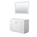 Wyndham Miranda 48" Single Bathroom Vanity In White No Countertop No Sink Brushed Gold Trims And 46" Mirror WCF292948SWGCXSXXM46