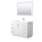 Wyndham Miranda 48" Single Bathroom Vanity In White Matte White Solid Surface In 1.25" Thickness Integrated Sink Brushed Gold Trims And 46" Mirror WCF292948SWGK1INTM46