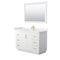 Wyndham Miranda 48" Single Bathroom Vanity In White White Cultured Marble Countertop Undermount Square Sink Brushed Gold Trims And 46" Mirror WCF292948SWGWCUNSM46