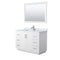 Wyndham Miranda 48" Single Bathroom Vanity In White White Carrara Marble Countertop Undermount Square Sink Brushed Nickel Trims And 46" Mirror WCF292948SWHCMUNSM46