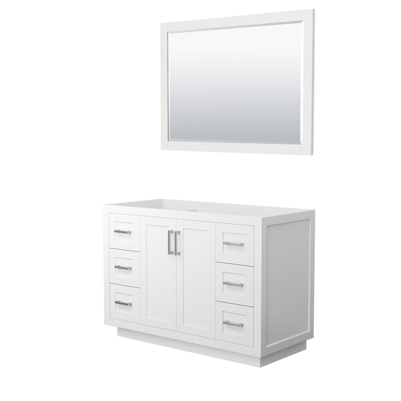 Wyndham Miranda 48" Single Bathroom Vanity In White No Countertop No Sink Brushed Nickel Trims And 46" Mirror WCF292948SWHCXSXXM46