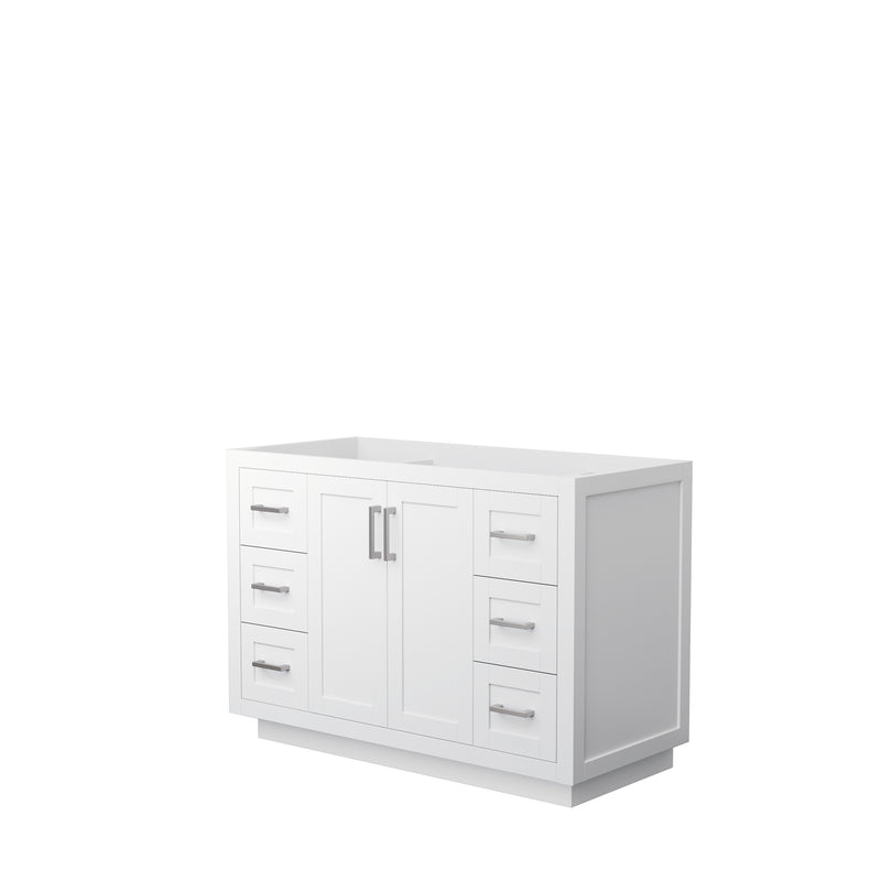 Wyndham Miranda 48" Single Bathroom Vanity In White No Countertop No Sink Brushed Nickel Trims And No Mirror WCF292948SWHCXSXXMXX